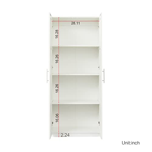 White Two Door Wood Armoire Wardrobe with Shelves S788
