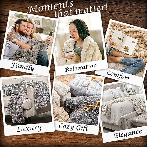 Dark Gray 50" x 65" Faux Fur Throw Blanket H2517