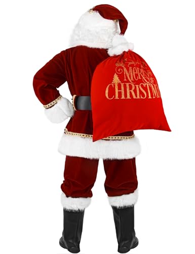 11PCS Deluxe Adult Red Santa Suit S286