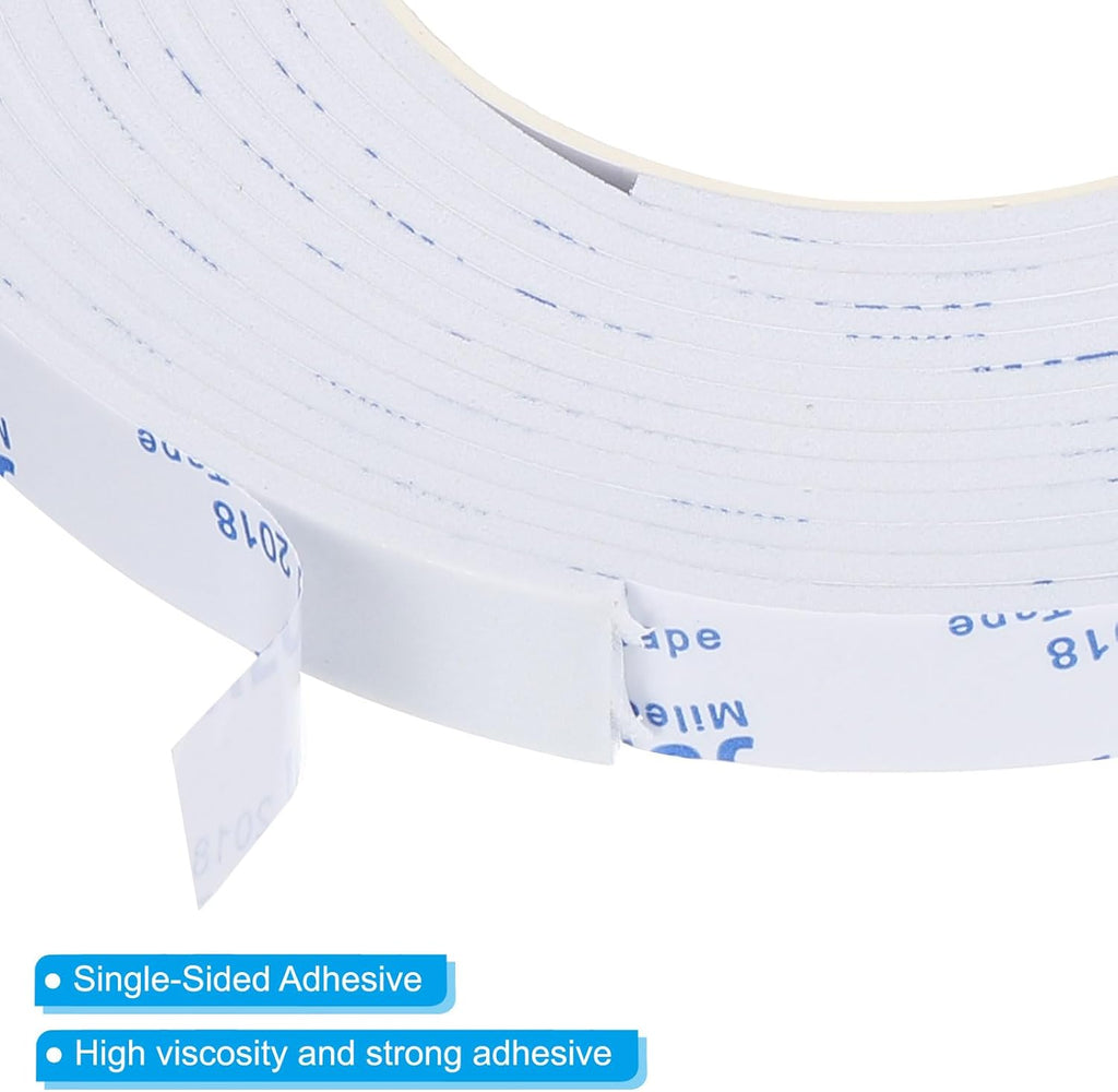 5m/16.4ft White Sealing Foam Tape, 15mm Wide 3mm Thick Single Sided Weather Stripping C9900