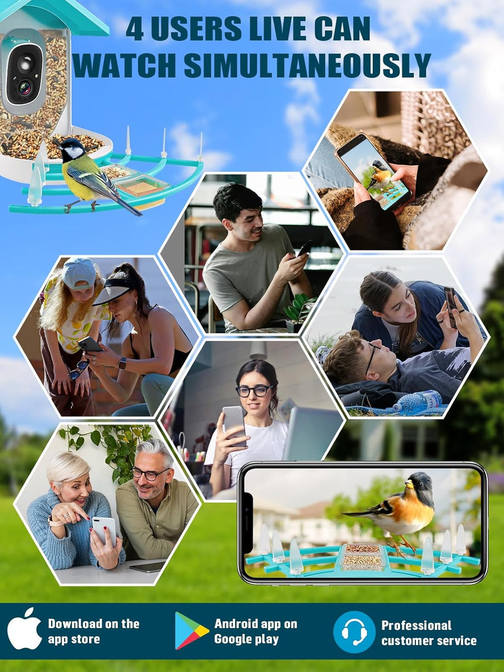 Smart Bird Feeder with Camera, Solar Powered Dual Charge 1080P HD Video AI Identify Bird Feeders L260428