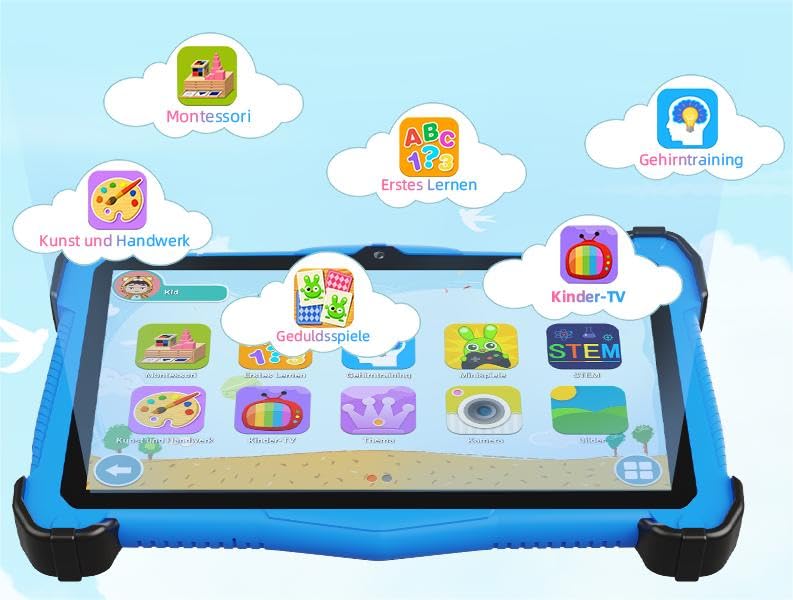 7 Inch Android 14 Kids Tablet, Octa-Core, 10+64GB, WiFi 6, Bluetooth 5.0, Blue Y851