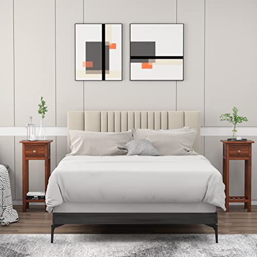 White Narrow End Table with Drawer & Shelf R687785
