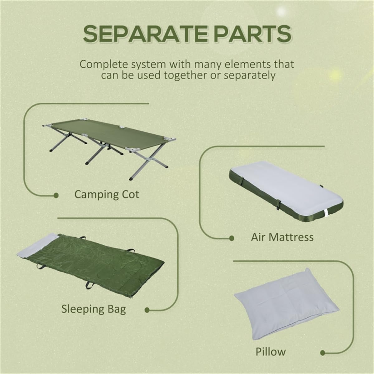 Elevated Folding Camping Cot with Sleeping Bag O2793