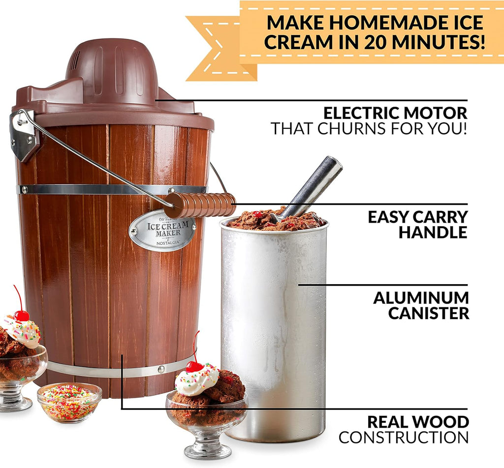 Dark Wood 6 Quart Electric Ice Cream Maker O30656