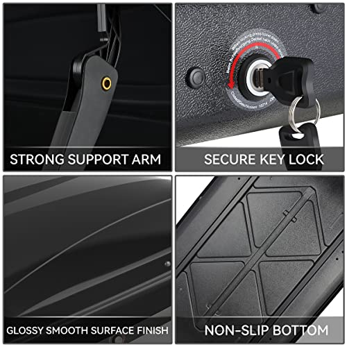 Rooftop Cargo Box Carrier Car Top Storage Case, 110 Lbs, 53" L x 34" W x 15" H, 11 17 Cubic Ft., Textured Black G694