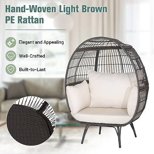 Oversized PE Rattan Egg Chair with Metal Stand and 4 Cushions F41917