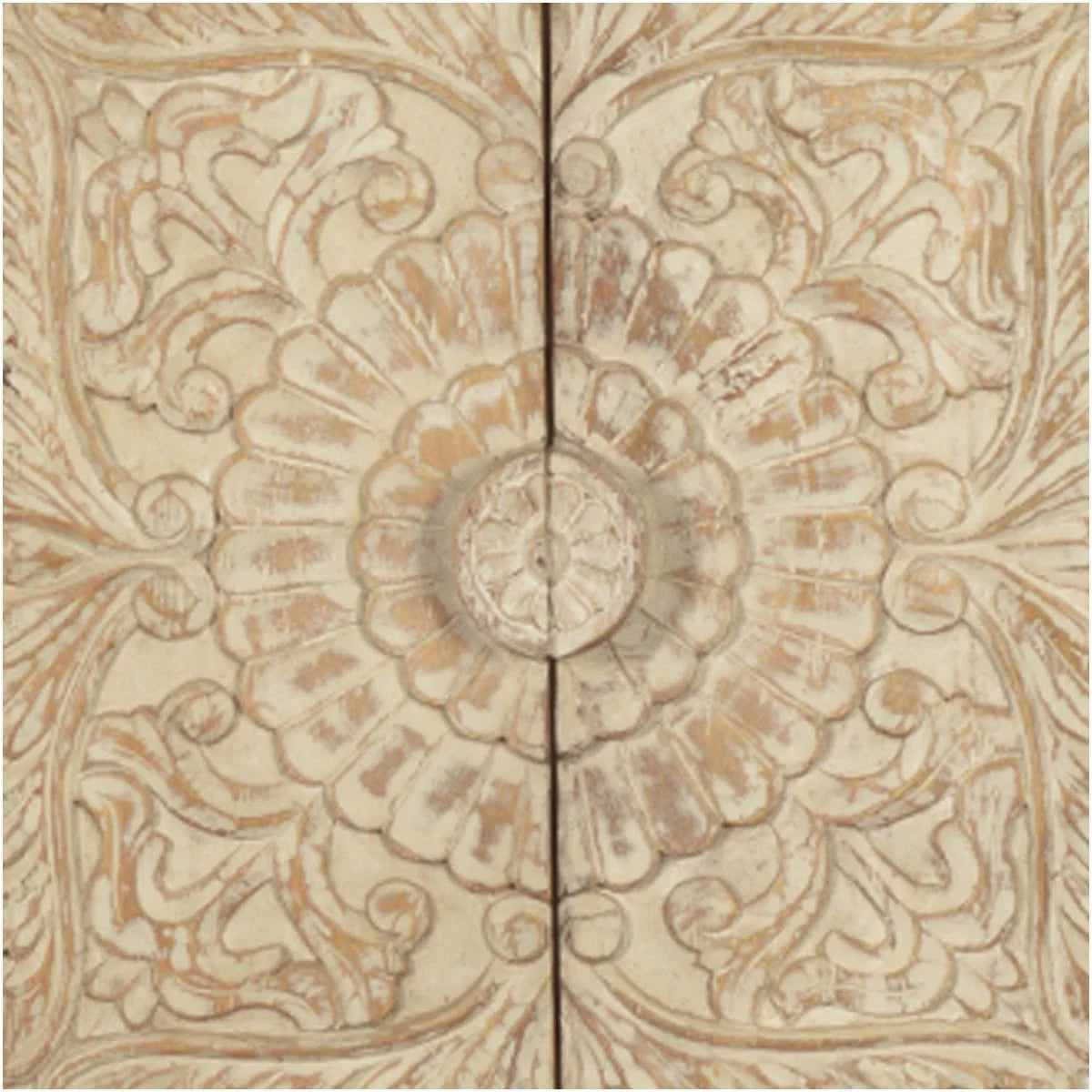 Solid Wood Distressed White Armoire with Shelves N473