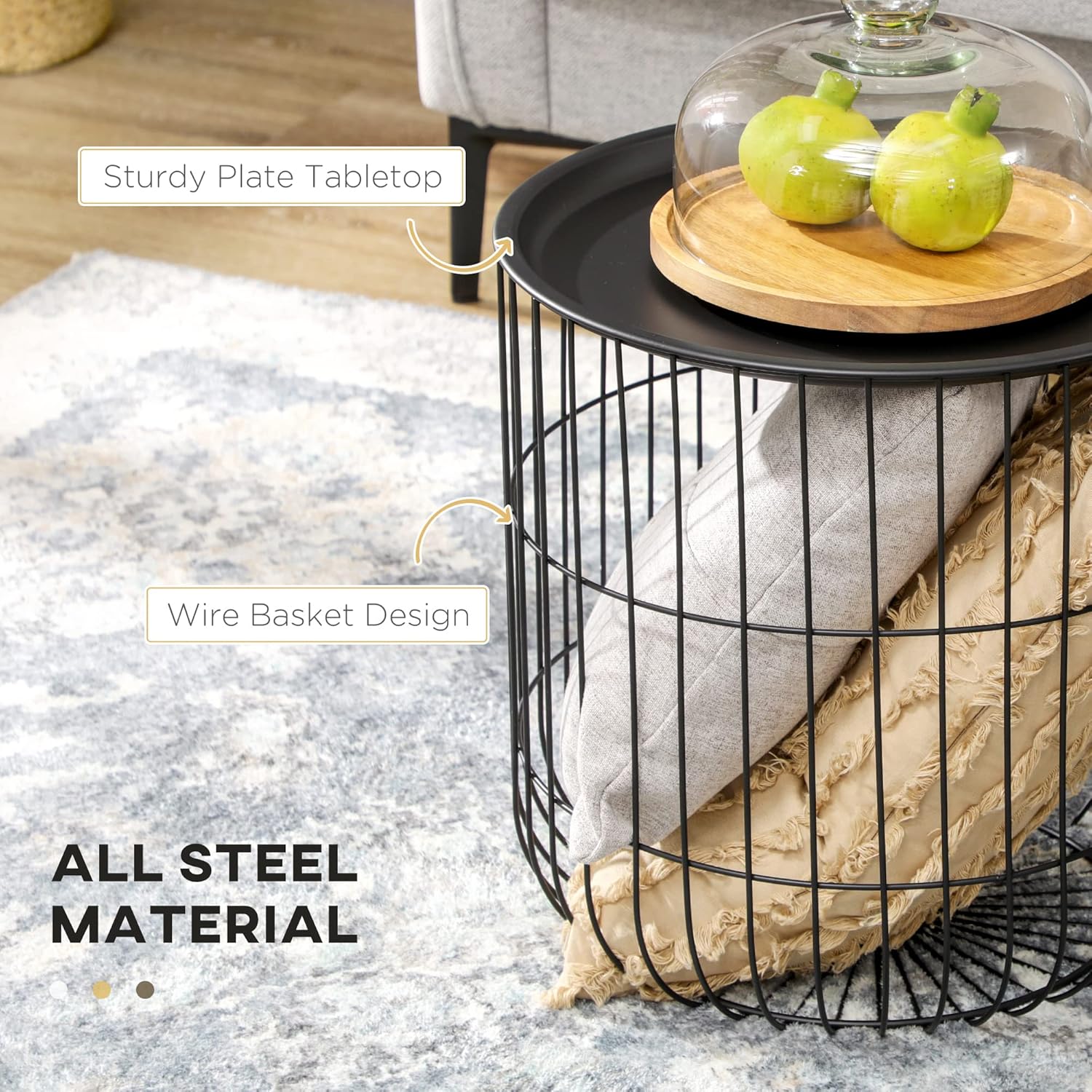 Black Round Nesting Coffee Tables Set of 2 F41832