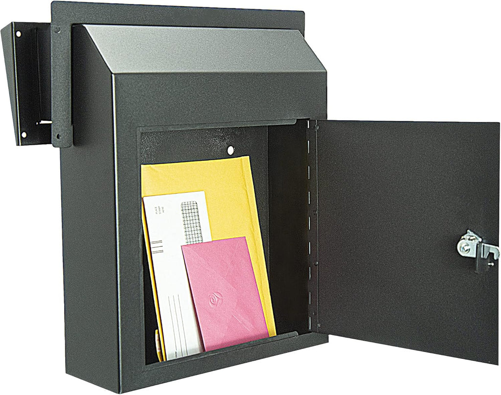 Black Galvanized Steel Mailbox Drop Box F838871