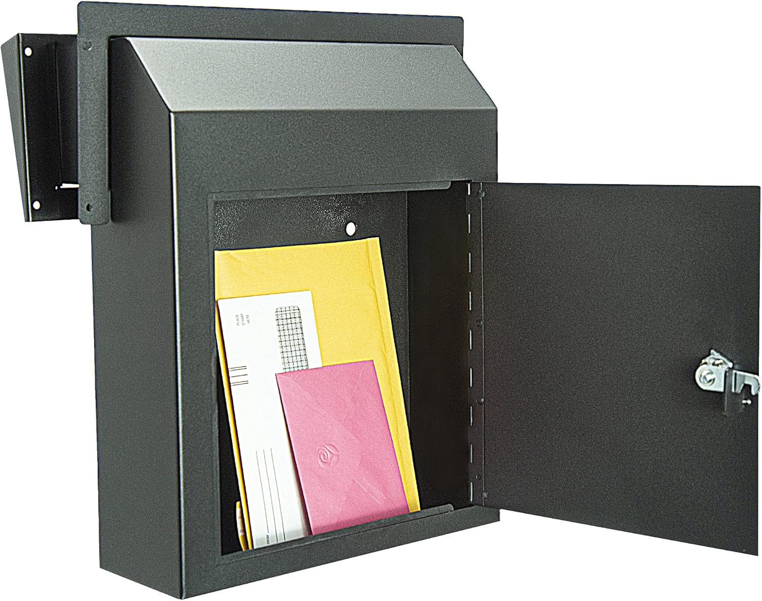 Black Galvanized Steel Mailbox Drop Box F838871