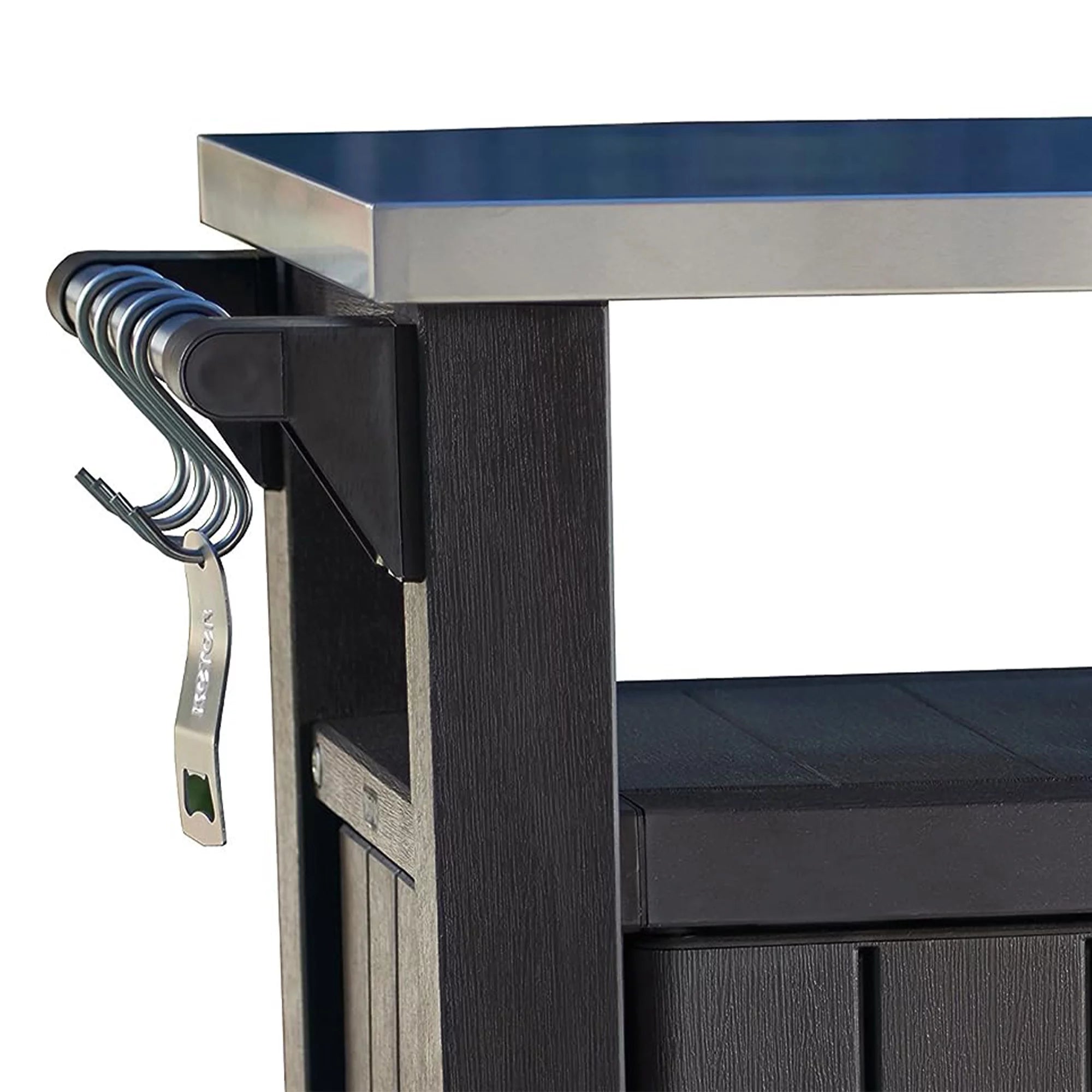 Brown Outdoor Kitchen Bar Rolling Cart with Storage Cabinet A2980