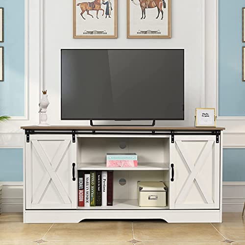 Espresso Farmhouse TV Stand with Sliding Barn Doors H572