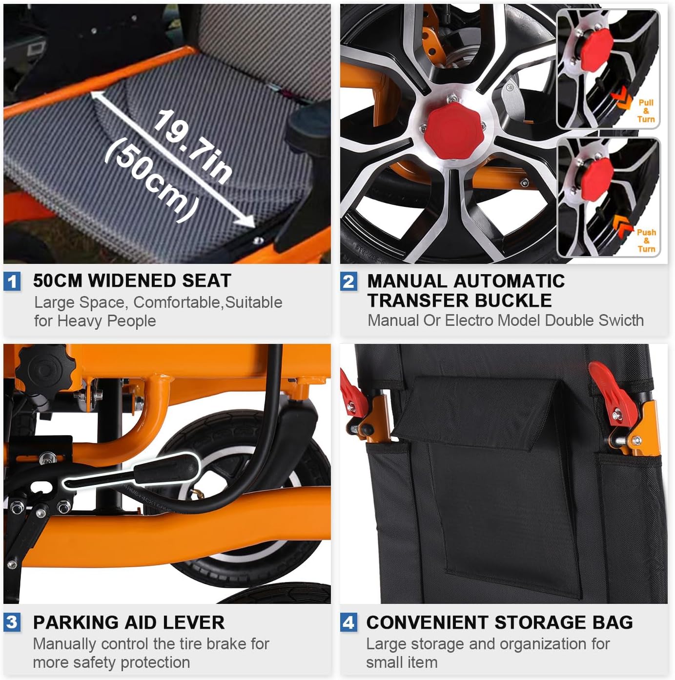 Lightweight Folding Electric Wheelchair with 20in Seat, All Terrain Power Wheelchair B60713