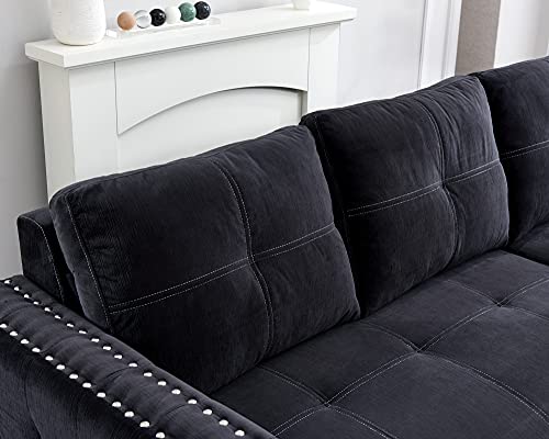 Black Sectional Sofa with Storage Chaise Q66250