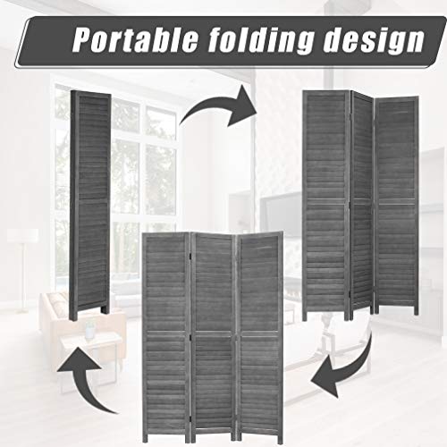 Brown 3 Panel Wood Folding Room Divider J980
