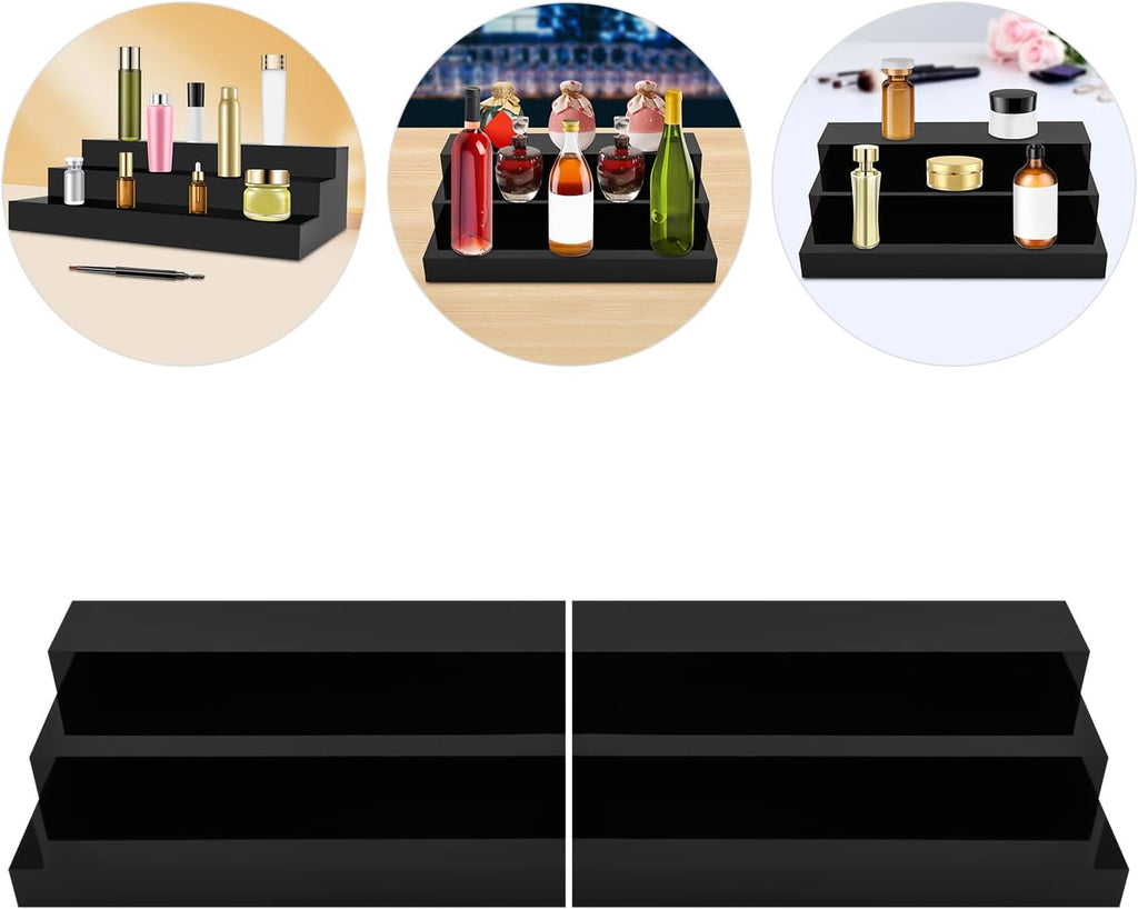 Black 3 Tier Acrylic Wine Bottle Rack 2PCS R867010