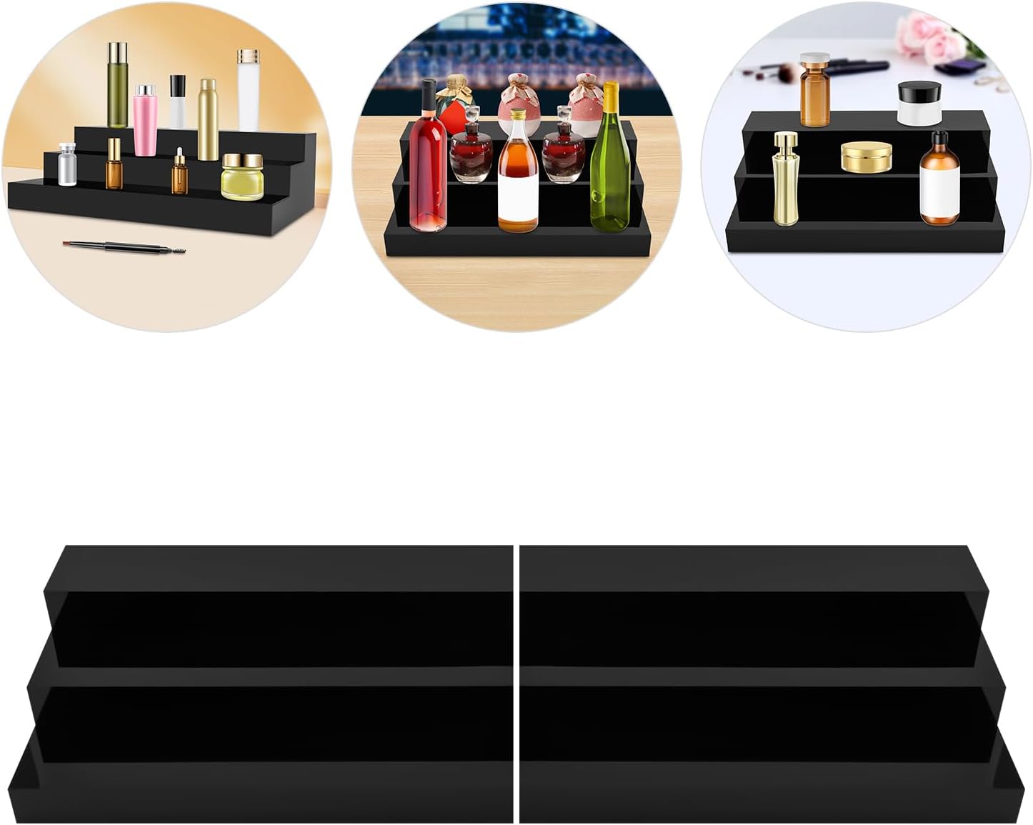 Black 3 Tier Acrylic Wine Bottle Rack 2PCS R867010