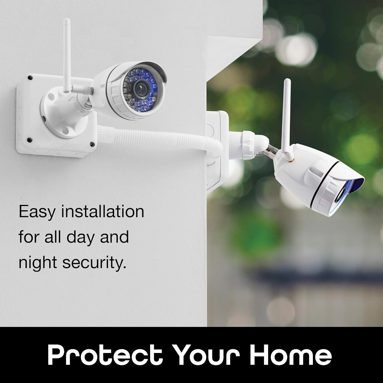 1080p HD Outdoor Smart Wi-Fi Security Camera with Night Vision, Motion Alerts, IP66 Weatherproof, White K378314