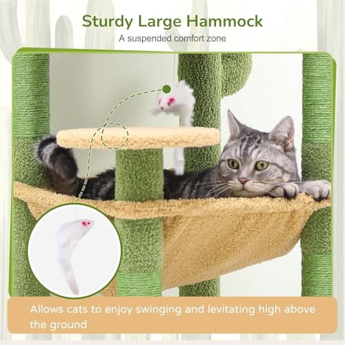 Beige 53inch Plush Cat Tree Tower with Scratching Post Q831