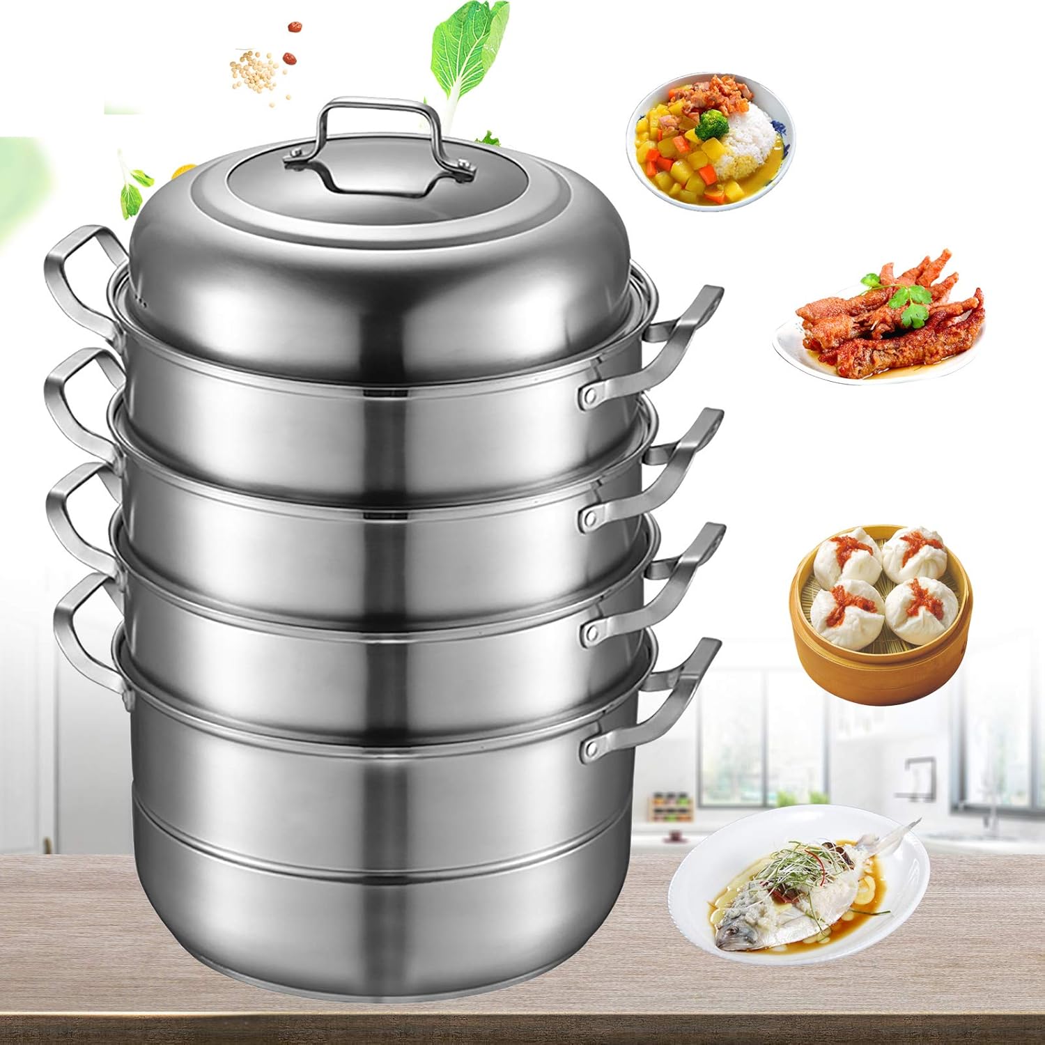 12.8in 5 Tier Stainless Steel Steamer Pot S201624