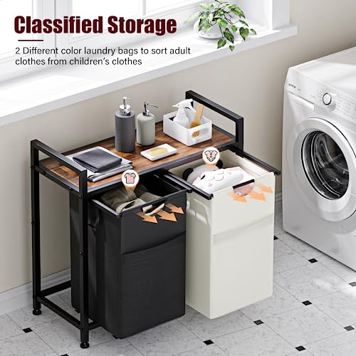 112L Large Double Laundry Hamper with 2 Removable Washable Bags P207