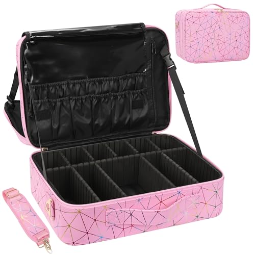 Large Capacity 3 Layers Makeup Case Cosmetic Organizer Brush Bag Barber Train Case M433