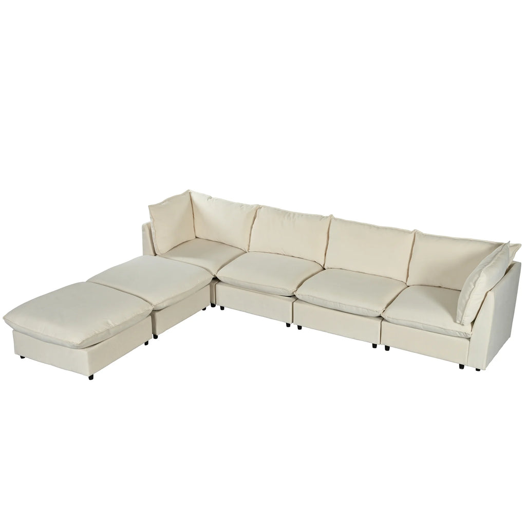 Large U-Shape Sectional Sofa with Removable Ottomans I18471