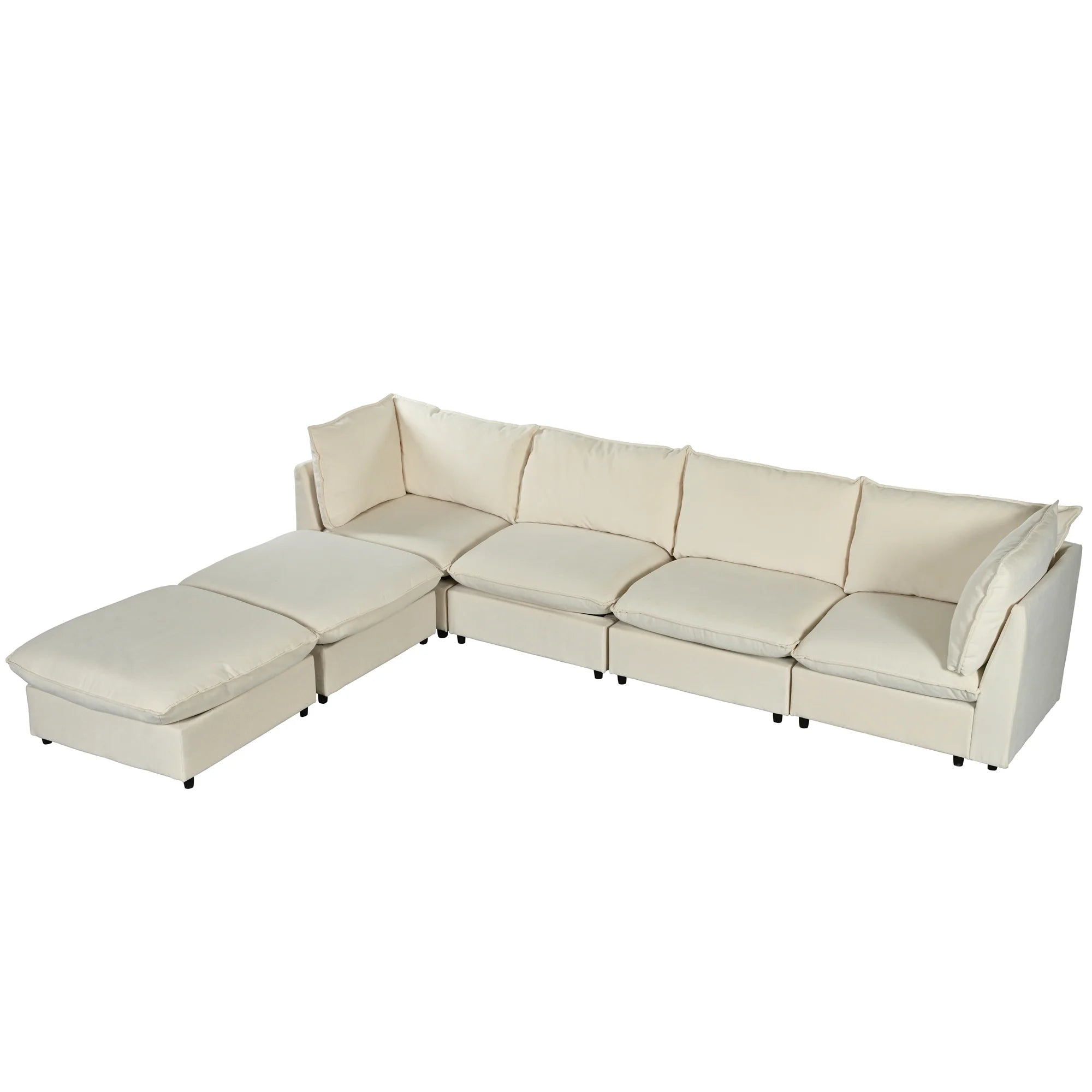 Large U-Shape Sectional Sofa with Removable Ottomans I18471