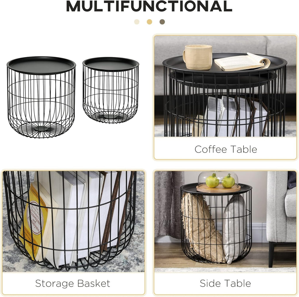 Black Round Nesting Coffee Tables Set of 2 F41832