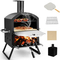 Outdoor Pizza Oven with Pizza Stone, Pizza Peel, Removable Cooking Rack, Waterproof Cover, Folding Legs (28 Inch) Q82589