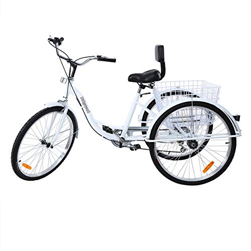 24 Inch 26 Inch 3-Wheel Adult Tricycle with Shopping Basket U386609