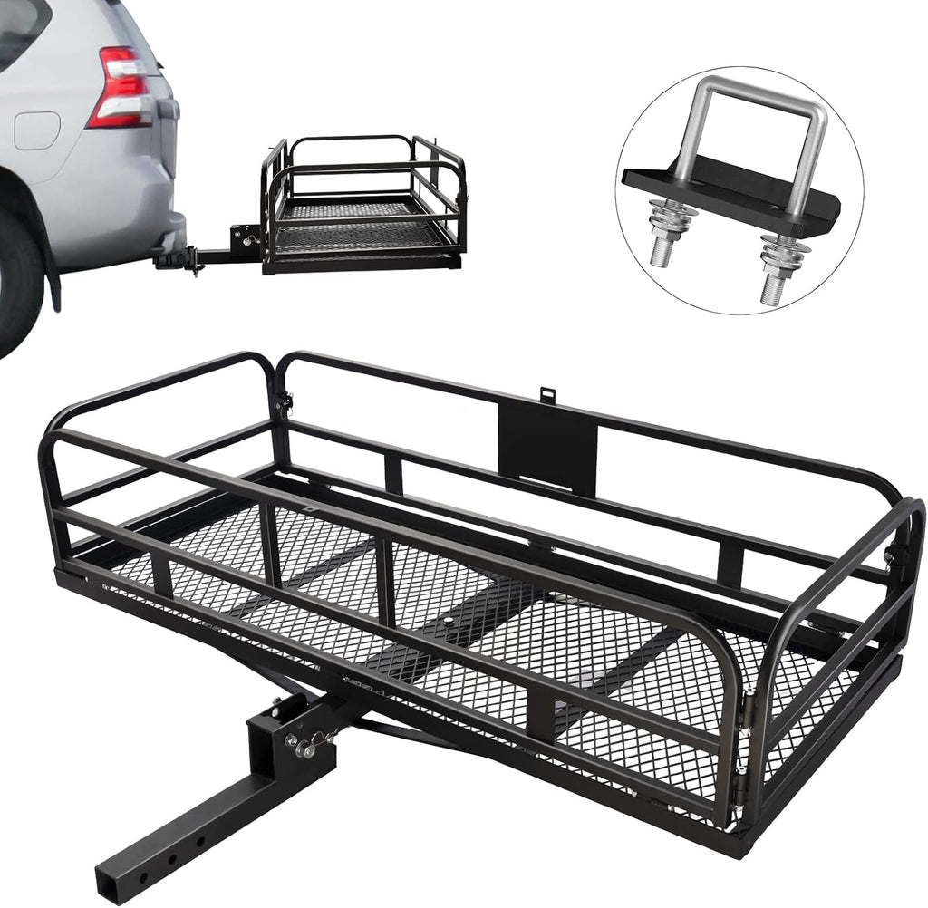 Hitch Mount Cargo Carrier Basket 500 LBS Folding 60 x 25.6 x 13.8 I4153