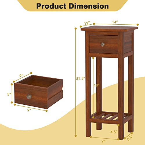 White Narrow End Table with Drawer & Shelf R687785