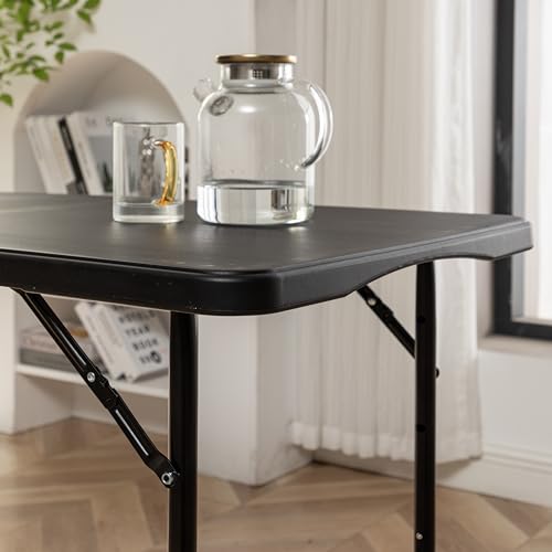 Black Half Folding Utility Table 6 Feet 72" x 29.5" Lightweight Portable A6402