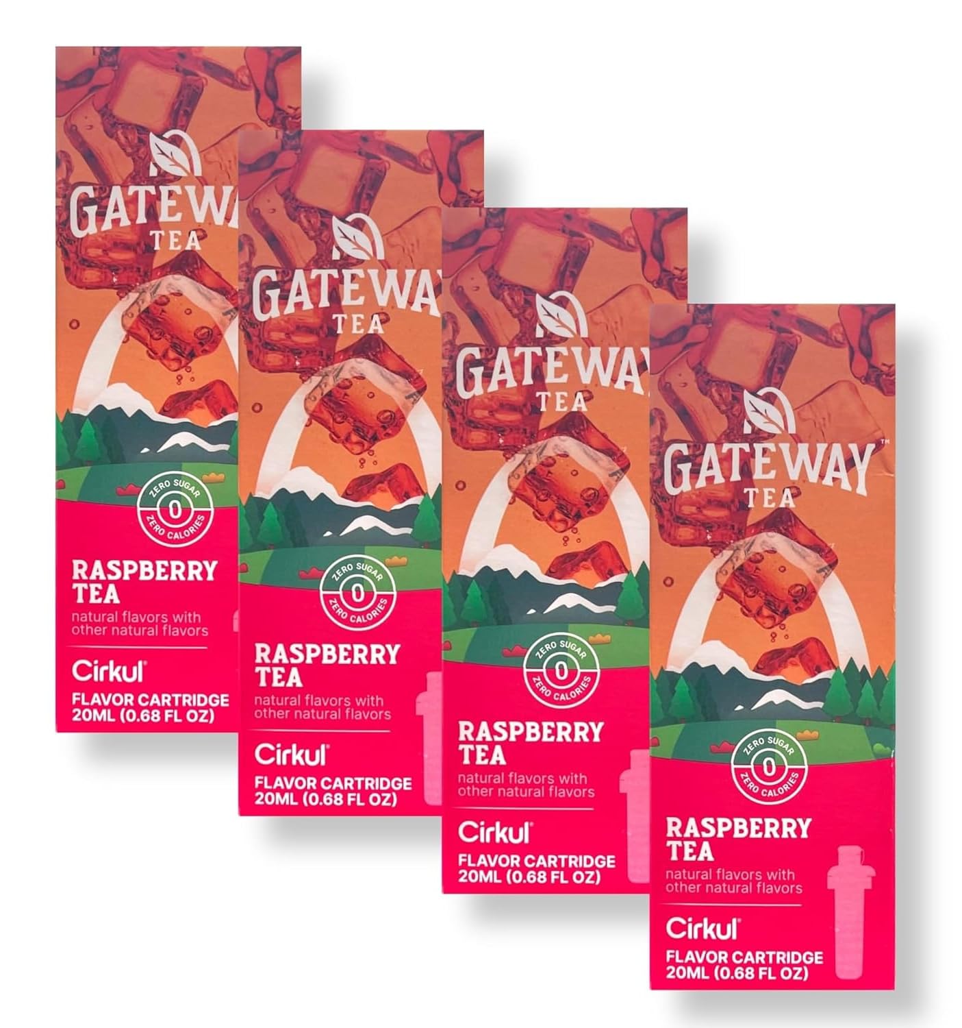 4 Pack Raspberry Tea Flavor Cartridge No Sugar Zero Calories Drink Mix W55568