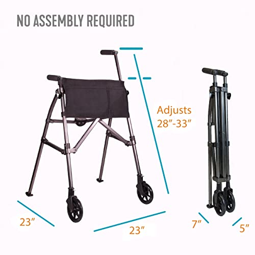 Black Walnut Compact Folding Rolling Walker Z302