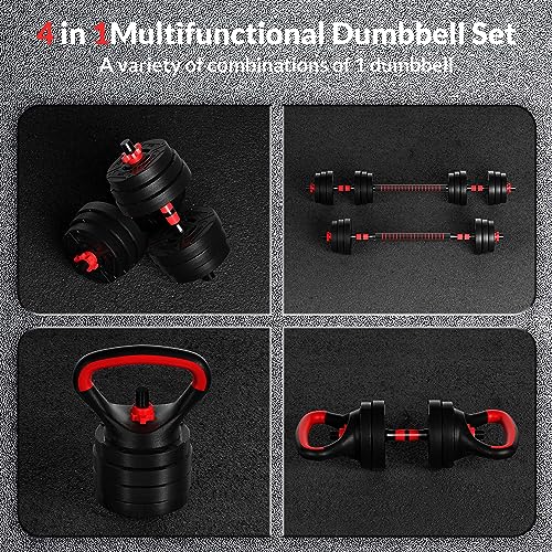 20/32/50/60LBS Adjustable Dumbbell and Barbell Kettlebell Set Y687