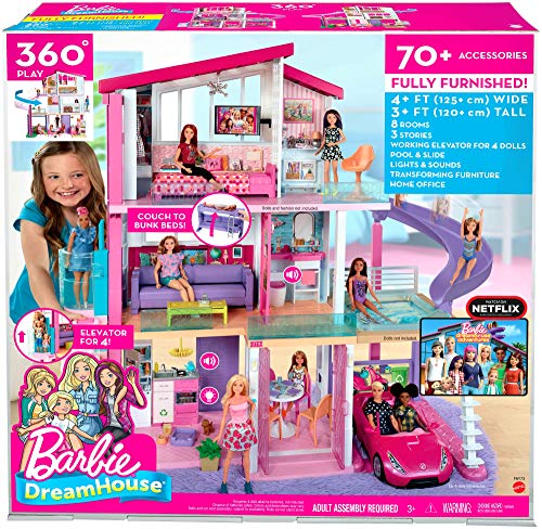 Dollhouse with Pool, Slide, Elevator, Lights, Sounds and 70+ Accessories L3502