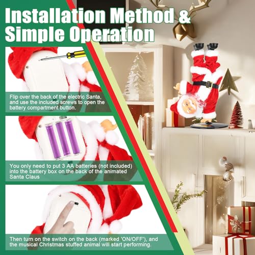 Inverted Rotating Santa Claus Christmas Animatronics Musical Electric Animated Dancing Toy Z582
