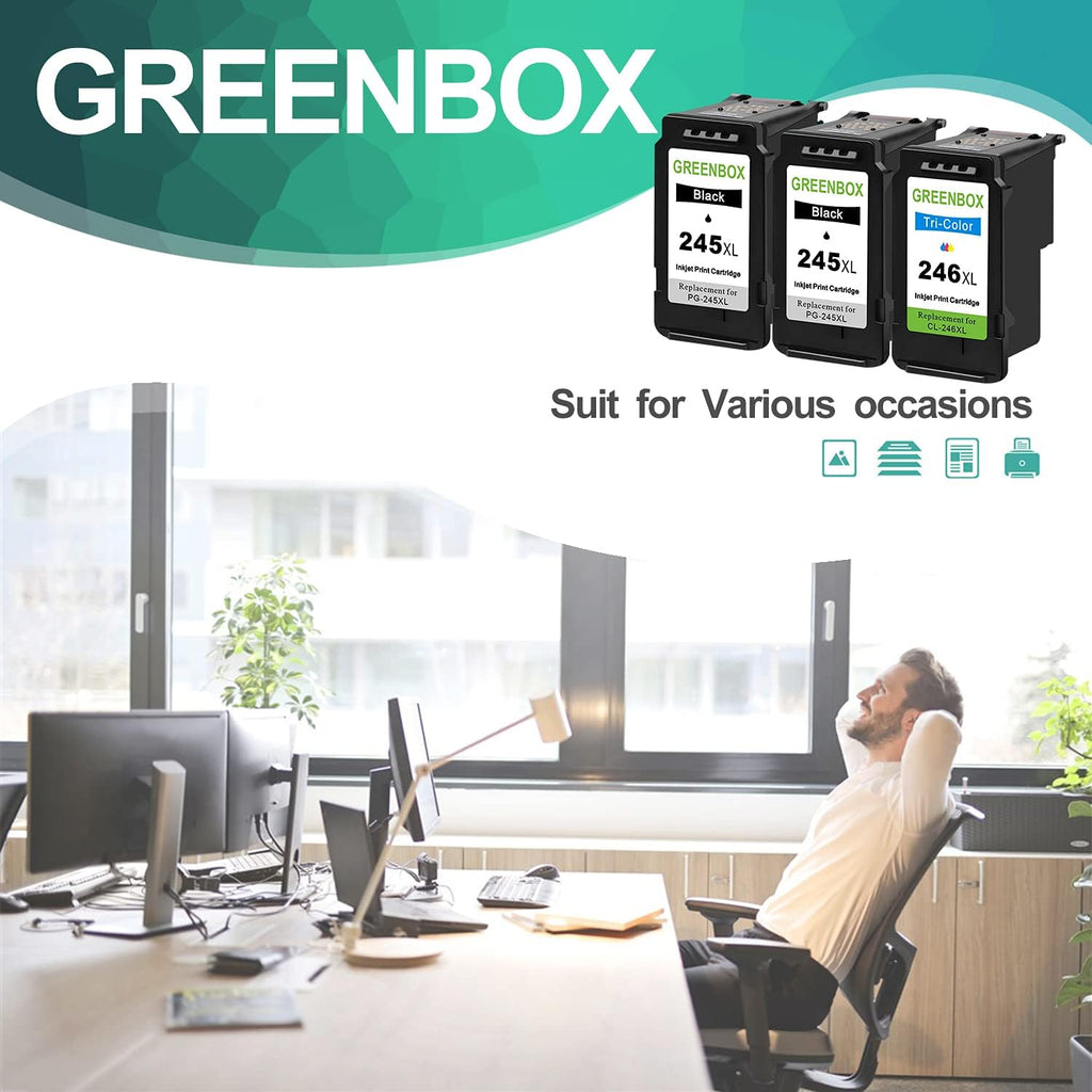 Remanufactured Ink Cartridges 245 and 246 Replacement for Canon PG-245XL CL-246XL PG-243 CL-244 for Canon PIXMA MX492 MX490 MG2920 MG2922 MG2420 IP2820 Printer (2 Black 1 Tri-Color) N61283