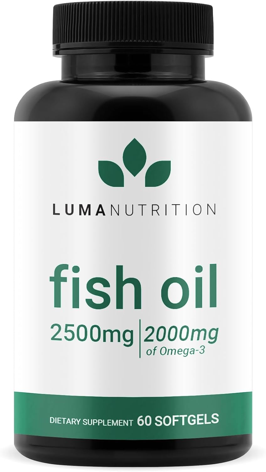 Extra Strength 2500mg Omega 3 Fish Oil Supplement, 60 Softgels G926