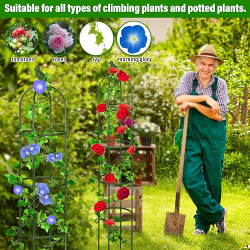 White 4 Pack 6 ft Metal Garden Obelisk Trellis T697