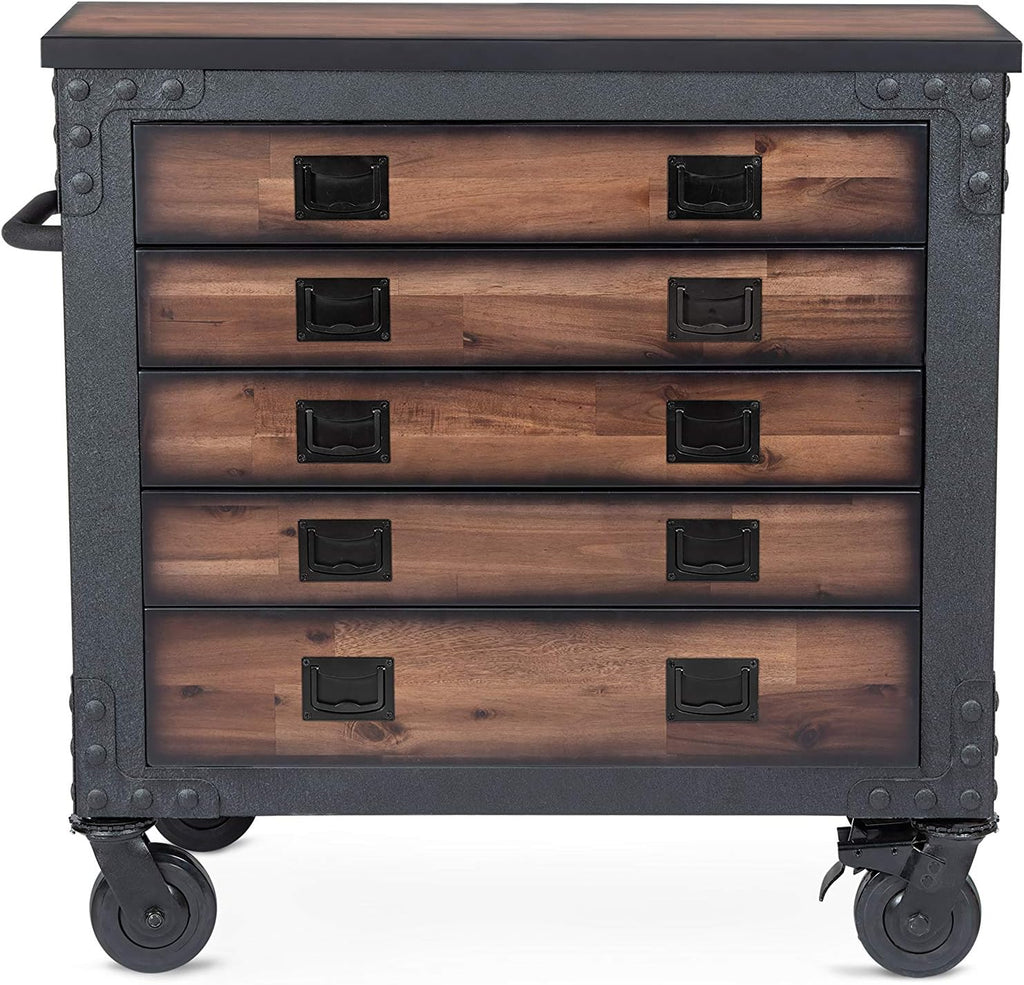 36" 5 Drawer Rolling Tool Chest with Wood Top S5480