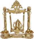 Brass Ganesh Jhula Hanging Swing Statue 9 Inch C493060