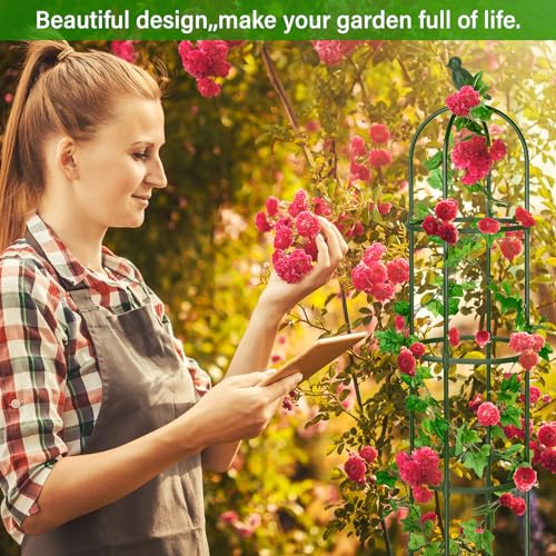 White 4 Pack 6 ft Metal Garden Obelisk Trellis T697