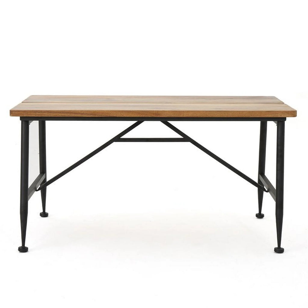 Brown Black Acacia Wood and Iron Coffee Table U689
