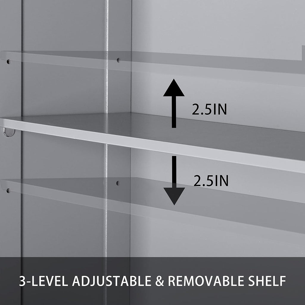 Grey Over The Toilet Storage Cabinet with Adjustable Shelf D8160
