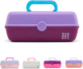 Two-Tone Lavender on Violet Hard Plastic Makeup Box with 2 Swivel Trays and Mirror L98444