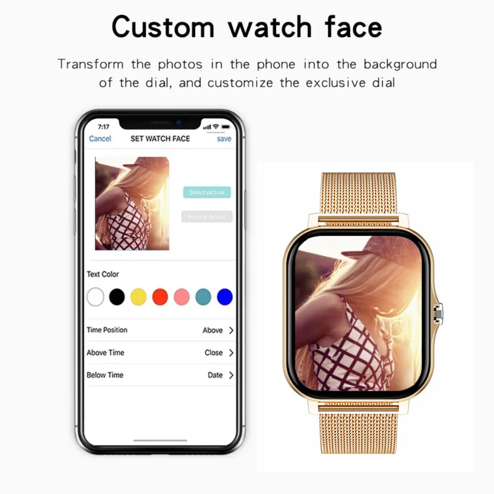 1.69inch Full Touch Screen Smart Watch With Heart Rate Fitness Tracker BT Call E666